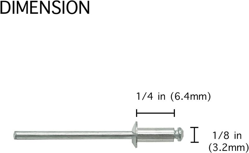 ORSTIO 100 Pcs 1/8" x 1/4" Aluminum Pop Rivets, 3.2 x 6mm Silver Blind Rivets - Image 1